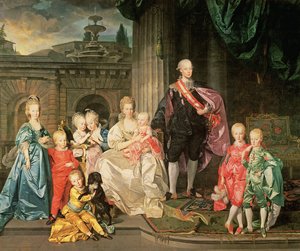 Leopold I, wielki książę Toskanii (1747-92) (później Leopold II, cesarz Austrii, 1790-92) z żoną Marią Ludovicą i ich dziećmi, w tym Franzem (późniejszym cesarzem Franciszkiem II), 1776 45: Leopold II